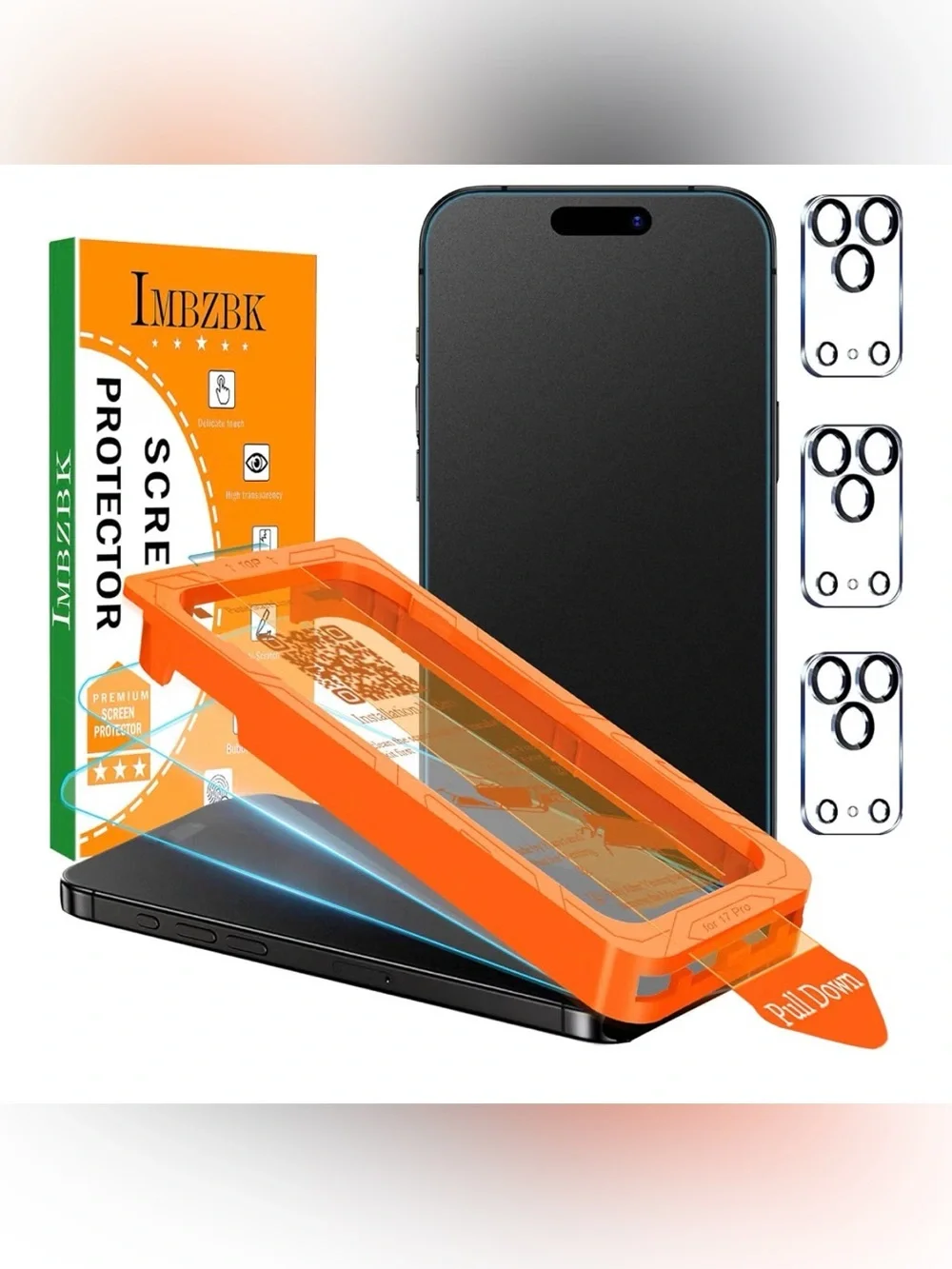 IMBZBK 3 Screen Protector +3 camera Lens for iPhone 17 PRO tempered Glass NEW